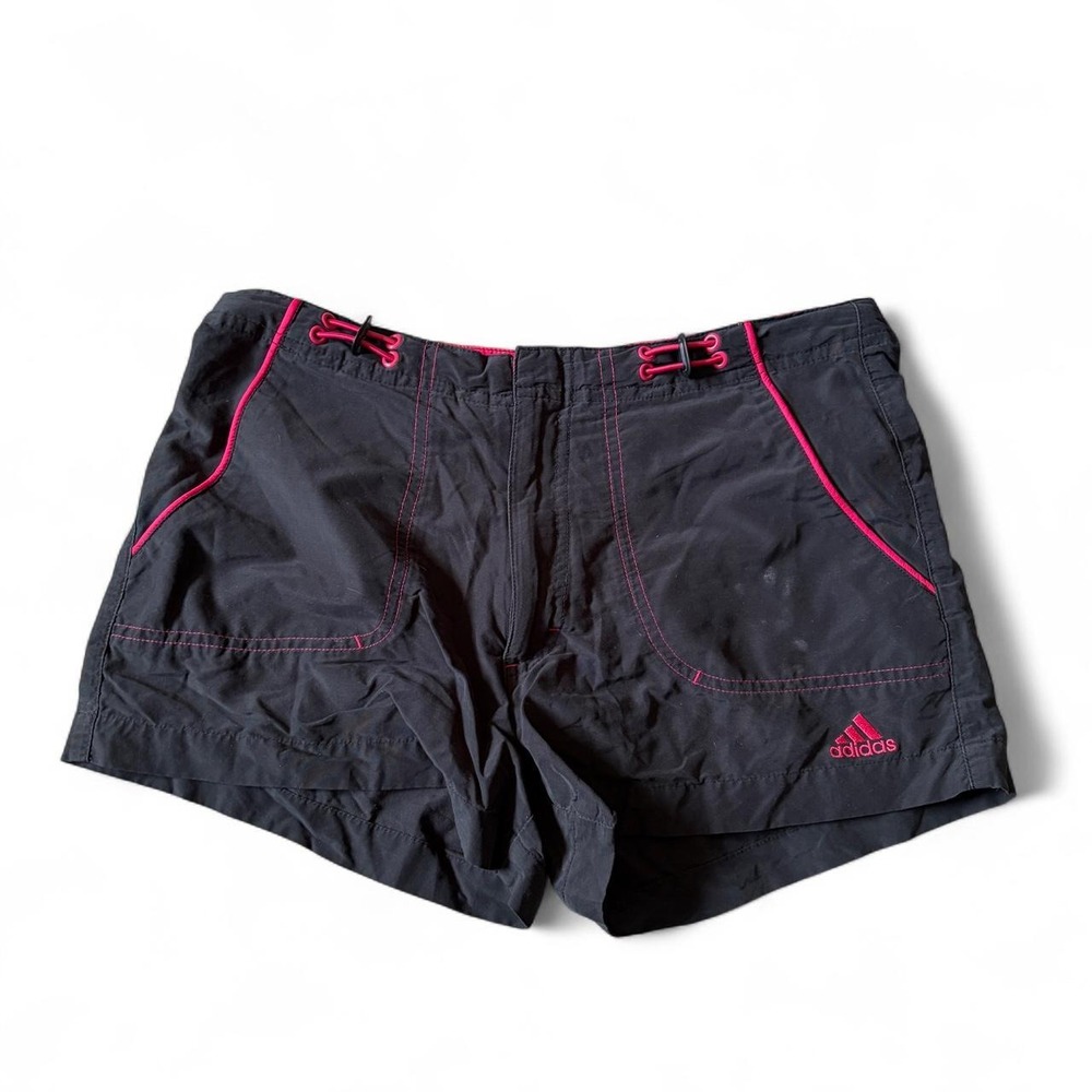 2003 Adidas black & pink shorts with pink stitching, size Small